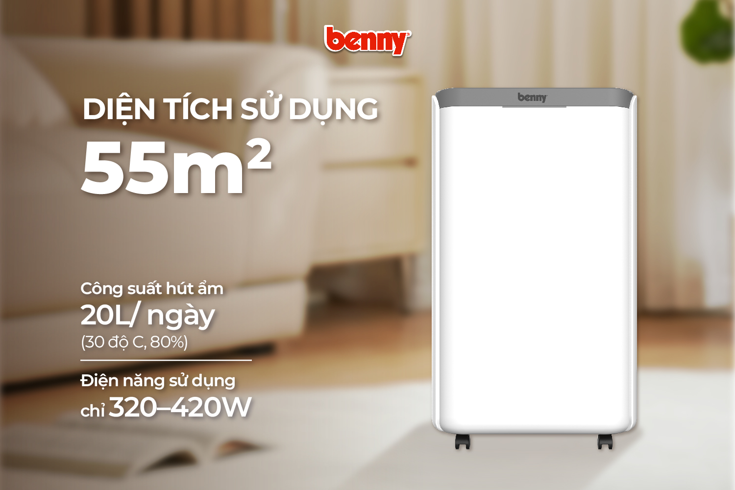 Máy hút ẩm kèm lọc không khí Benny BDH-20GREY 19 Web Banner Hut Am 01 1