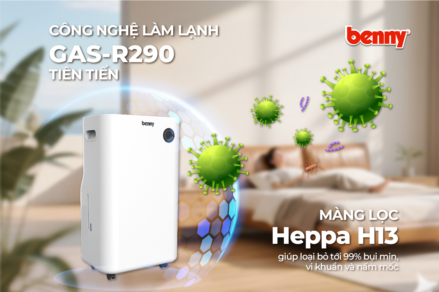 Máy hút ẩm kèm lọc không khí Benny BDH-201BLACK 20 Web Banner Hut Am 08