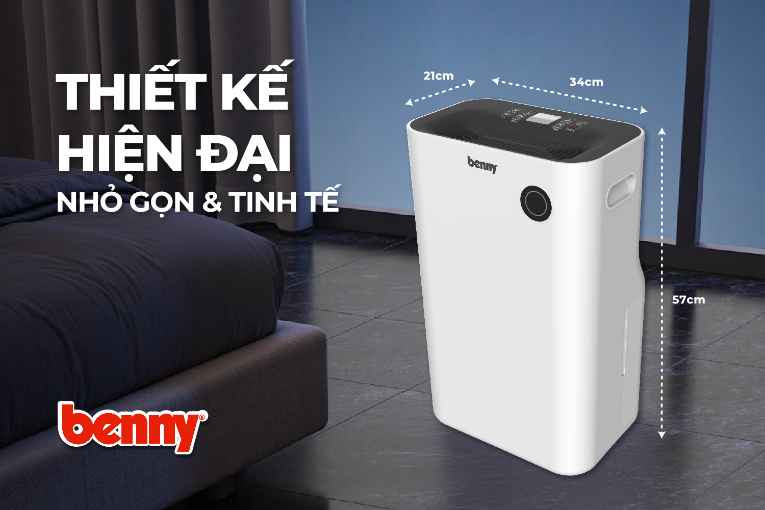 Máy hút ẩm kèm lọc không khí Benny BDH-201BLACK 21 Web Banner Hut Am 10 1