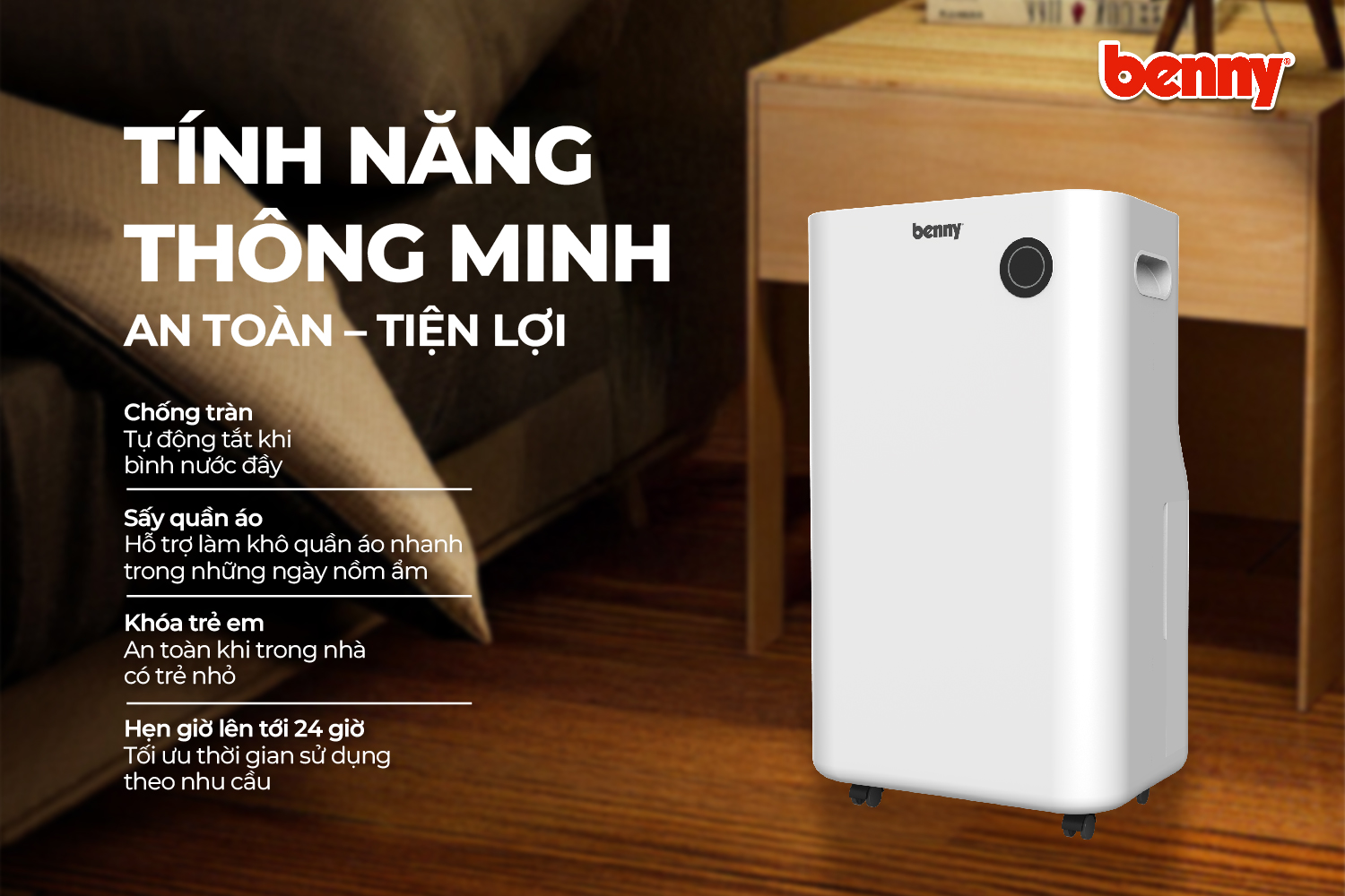Máy hút ẩm kèm lọc không khí Benny BDH-201BLACK 22 Web Banner Hut Am 12